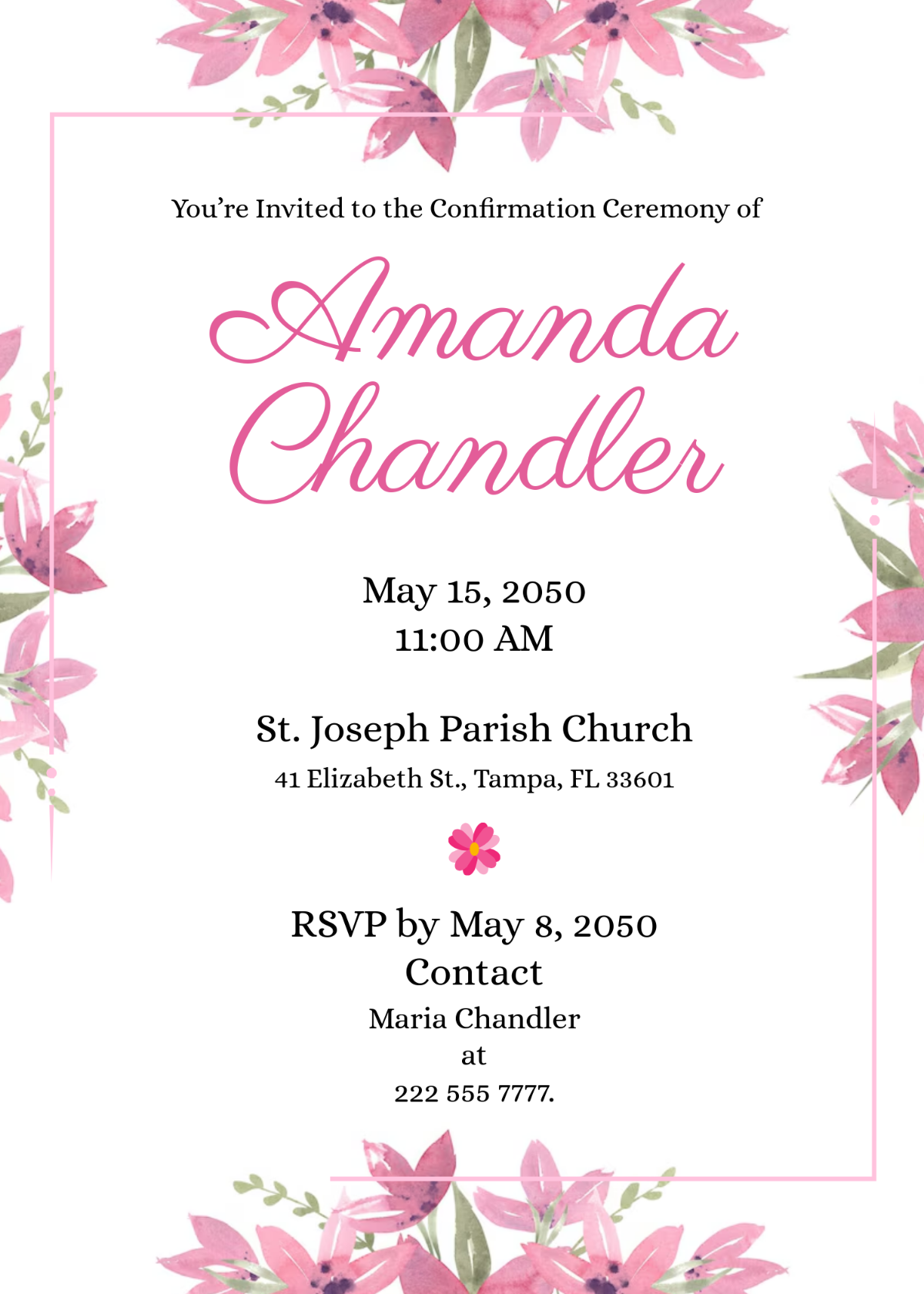 Free Blush Confirmation Invitation Template