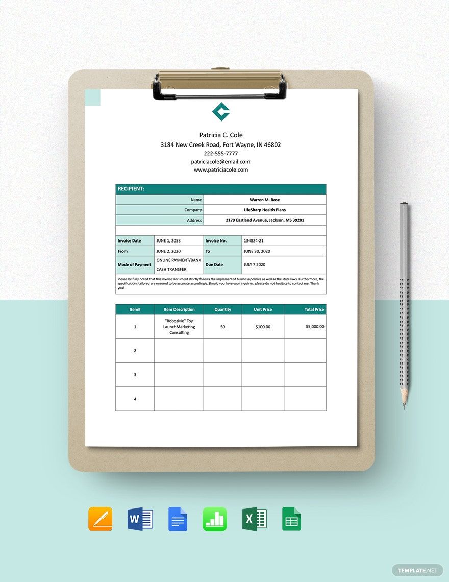 Freelance Consultant Invoice Template