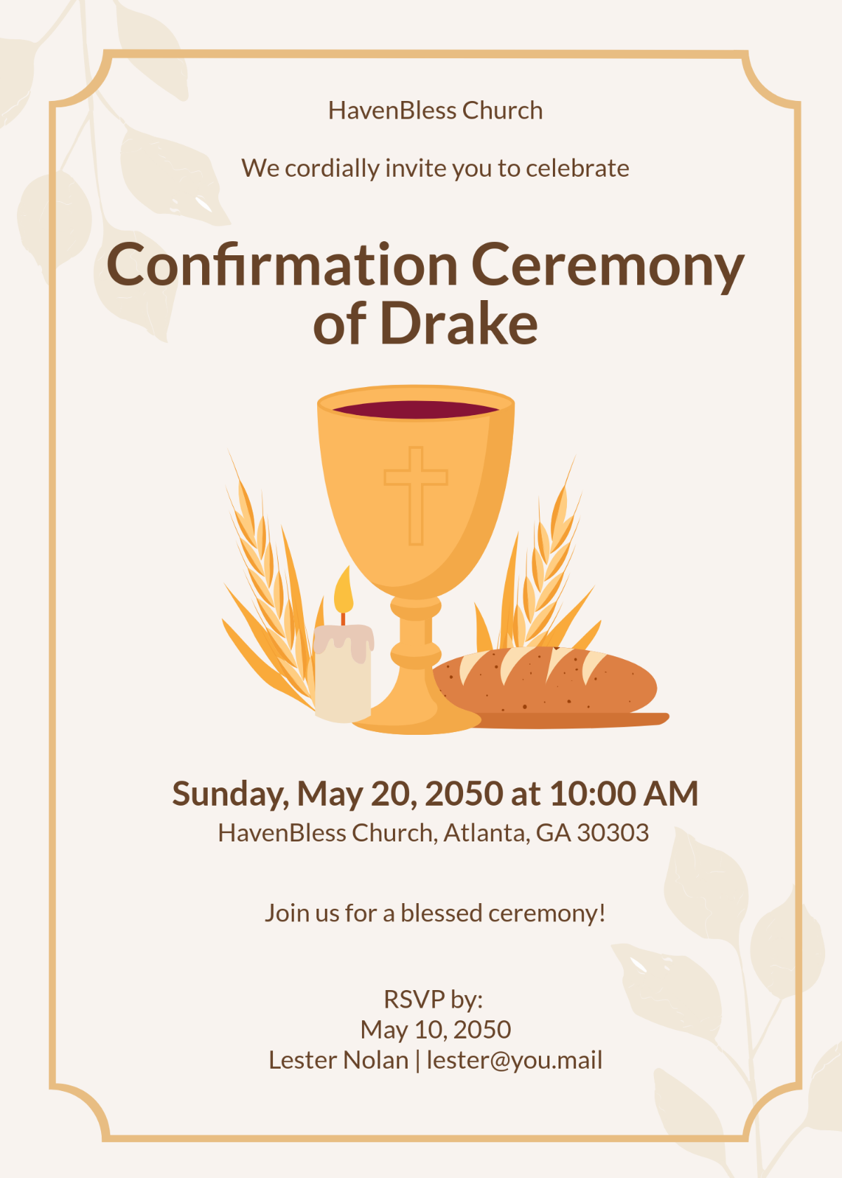 Free Confirmation Ceremony Invitation Template