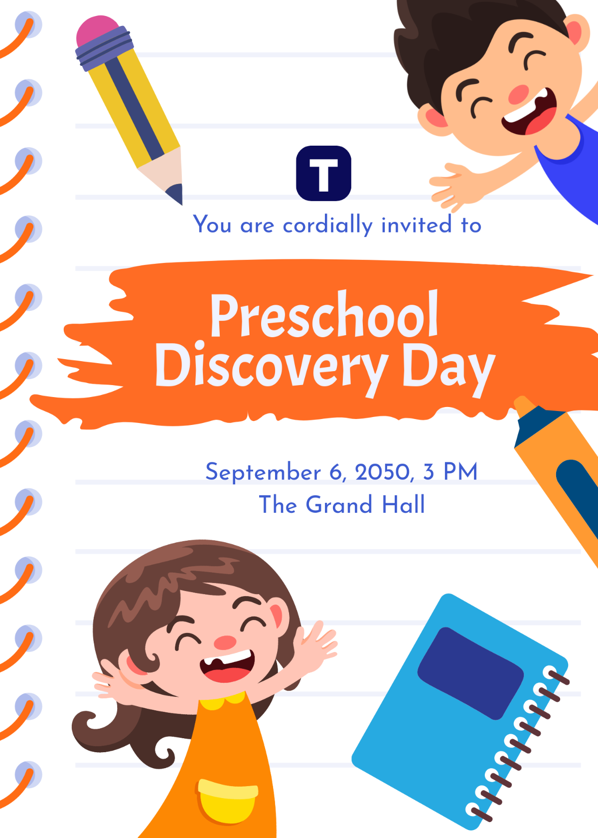 Free Preschool School Invitation Template