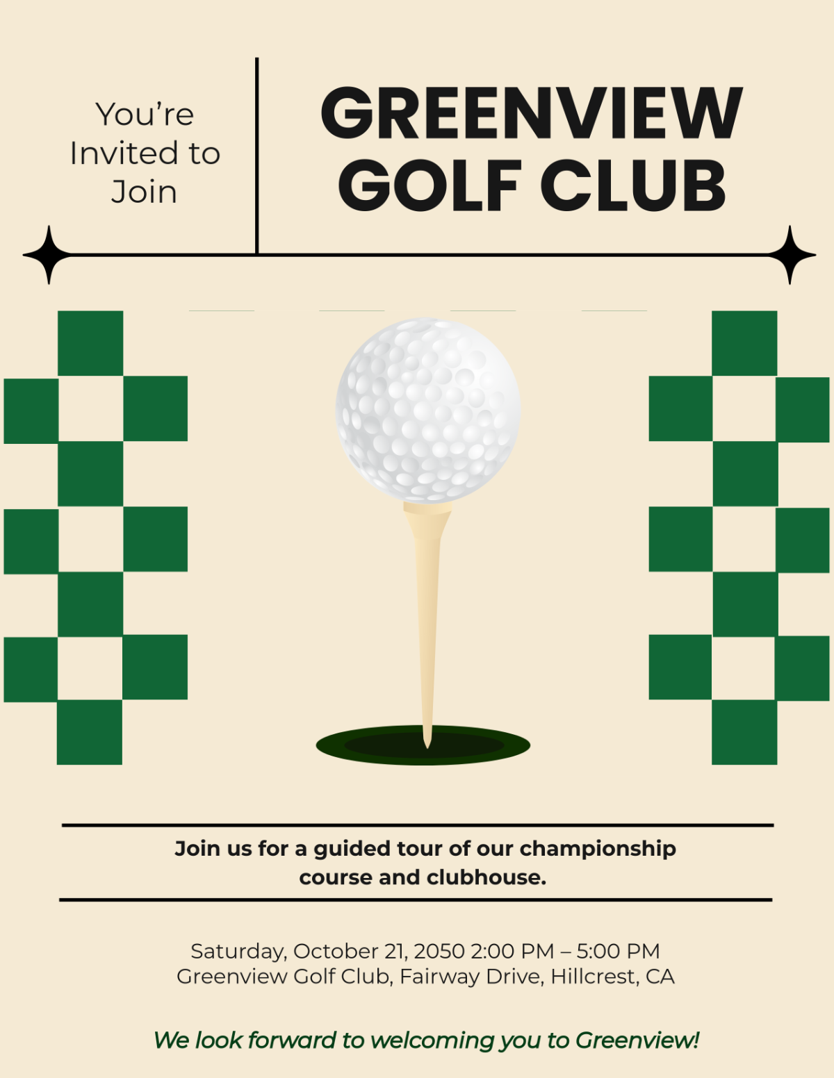 Free Aesthetic Golf Invitation Flyer Template