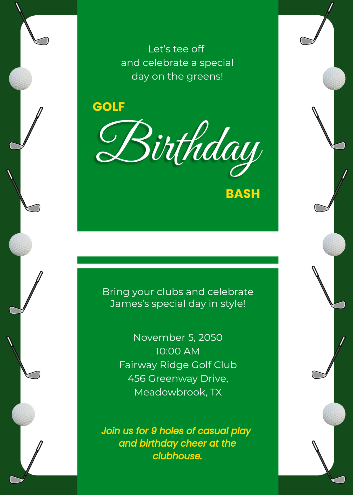 Free Golf Birthday Invitation Template