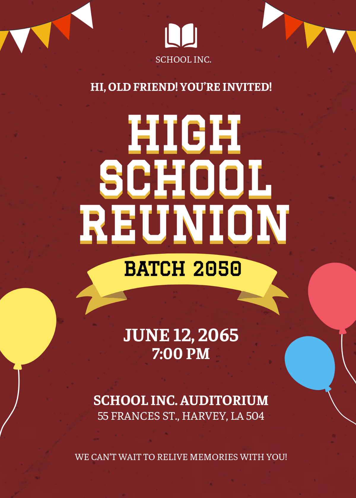 Free School Reunion Invitation Template