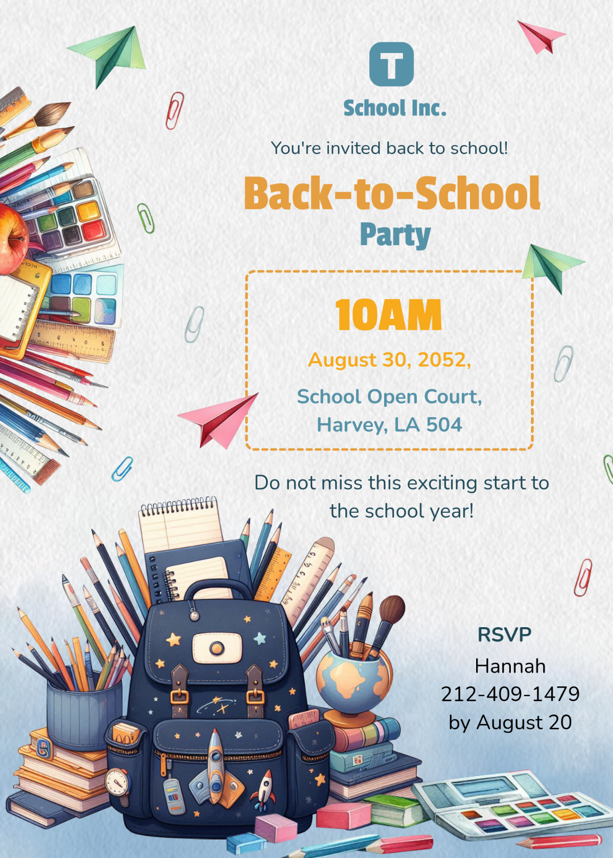 Free School Invitation Template