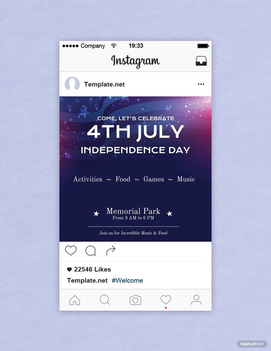 Free 4th of July Instagram Post Template in PSD