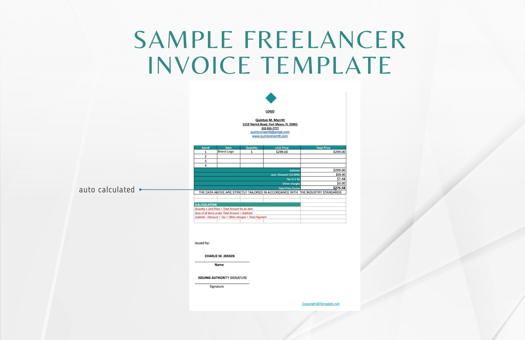 Sample Freelancer Invoice Template