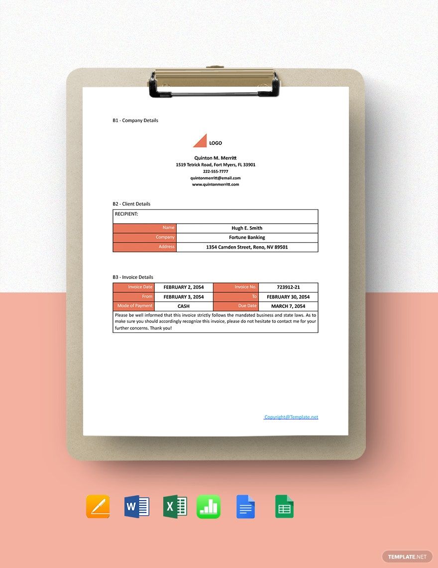 Simple Freelance Invoice Template