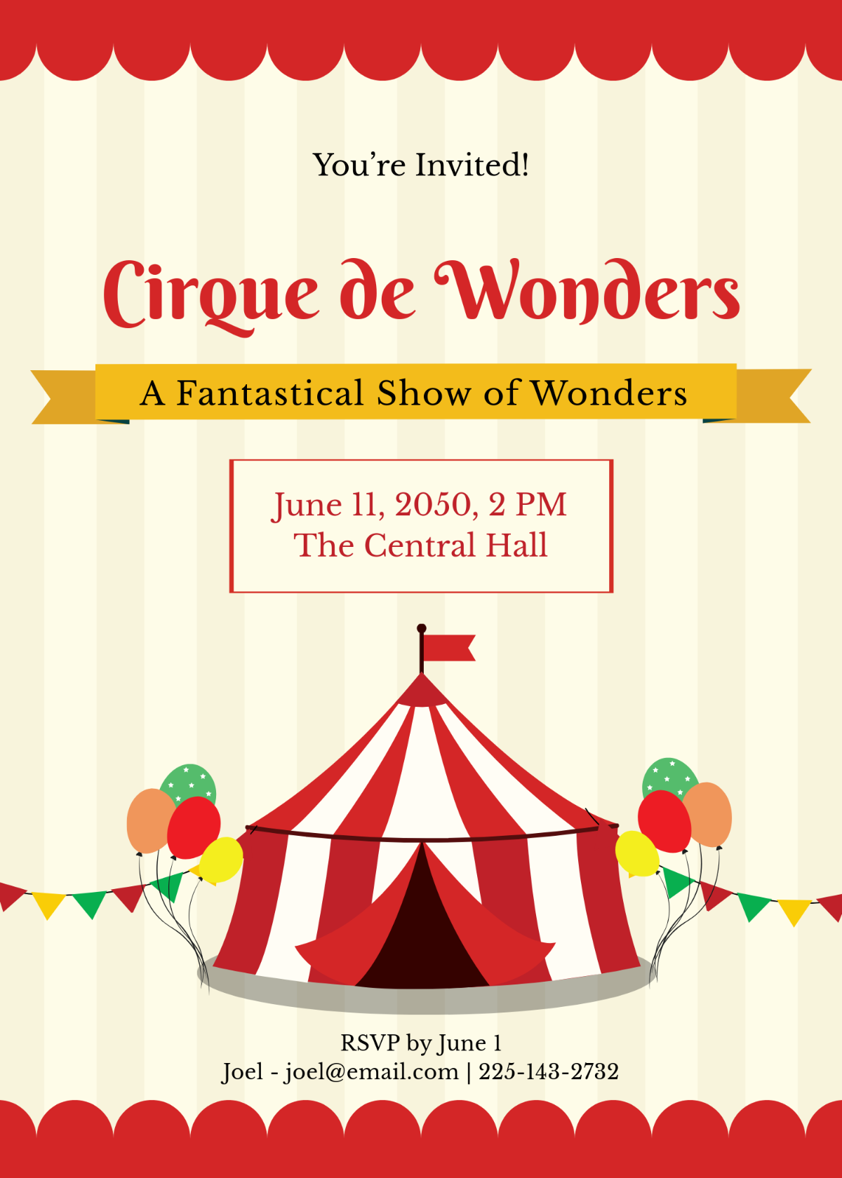 Free Editable Circus Invitation Template