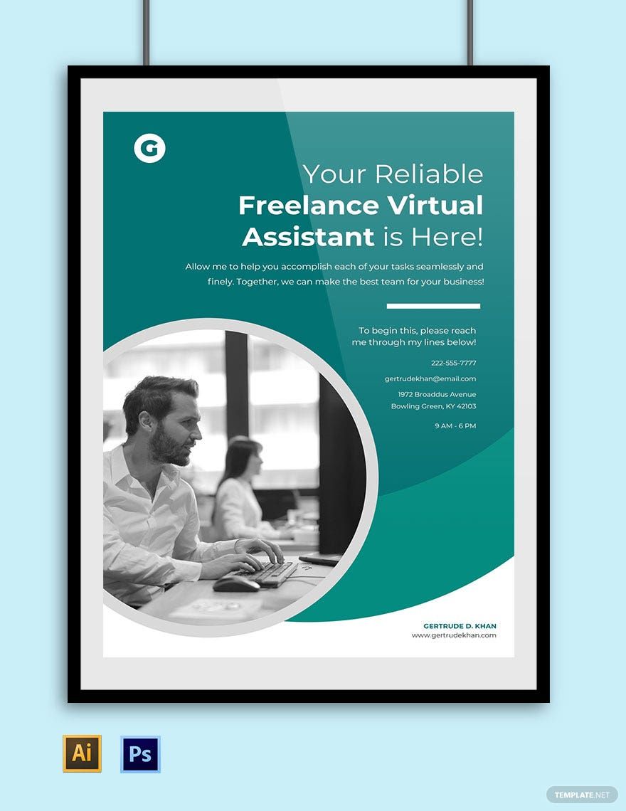 Freelancing Poster Template in Illustrator, PSD
