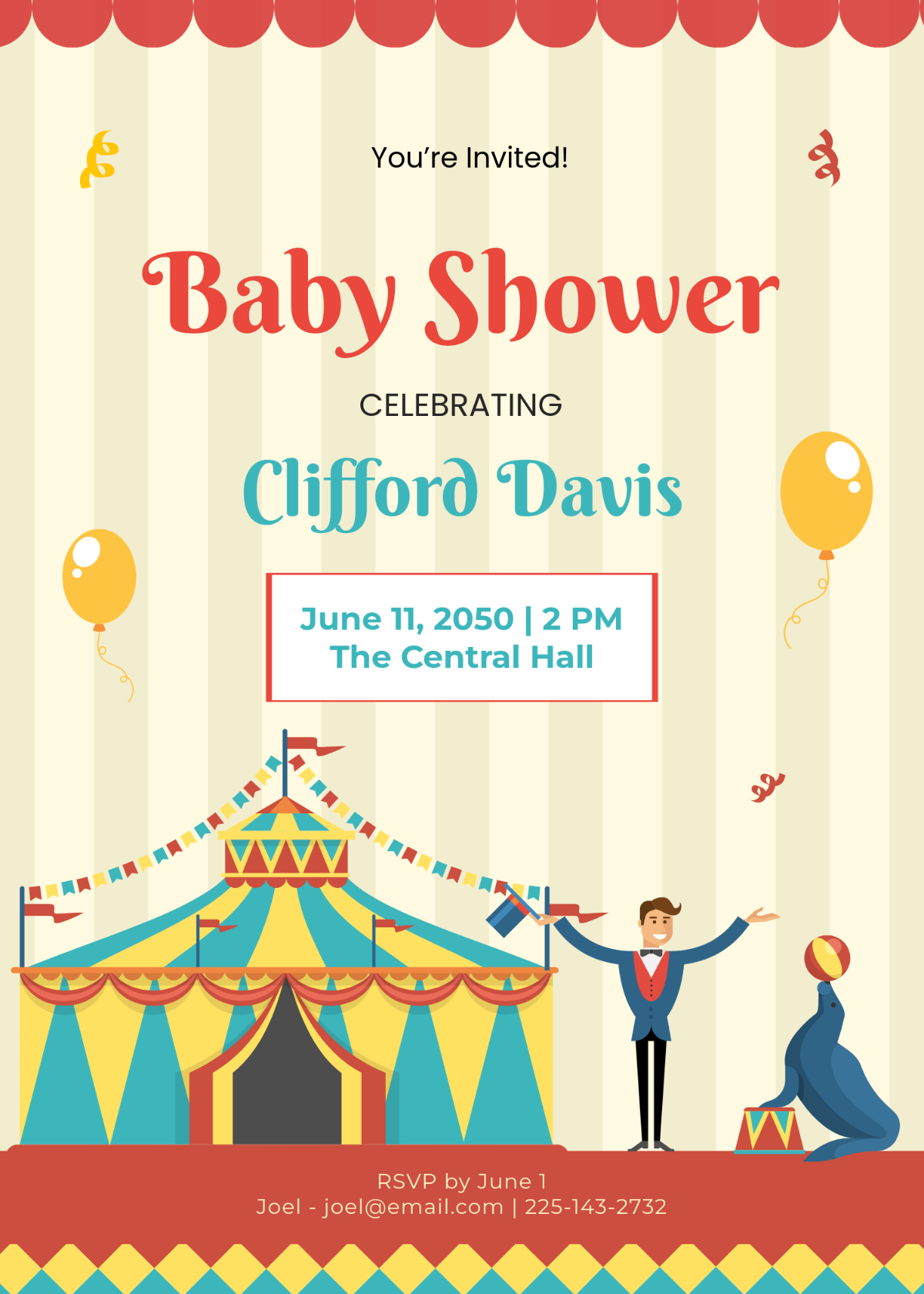 Free Circus Baby Shower Invitation Template