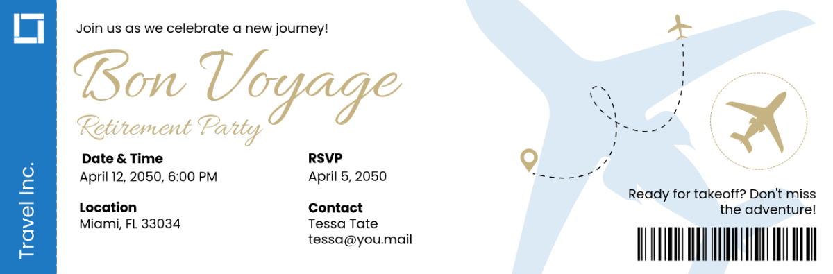 Free Simple Gift Boarding Pass Invitation Template