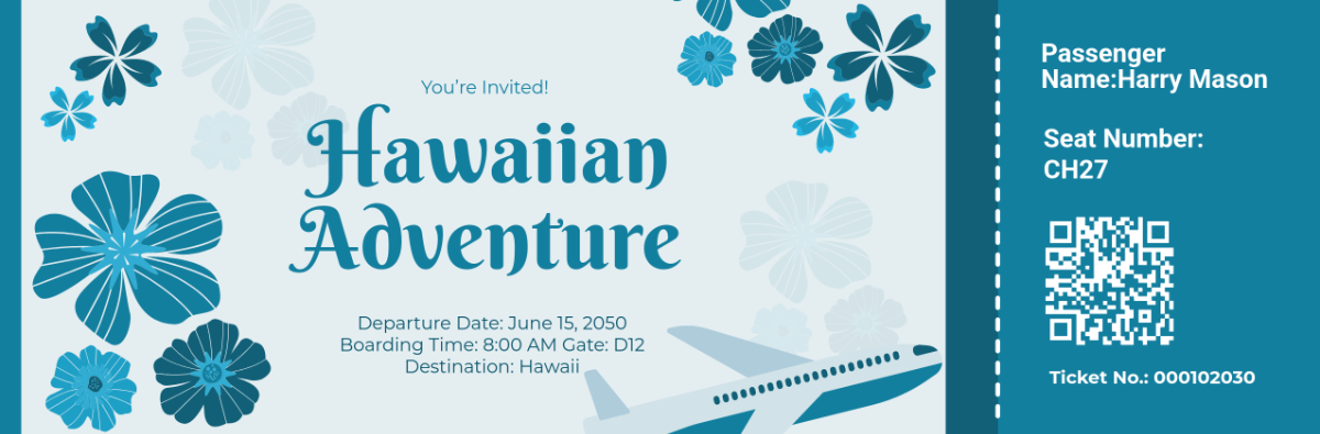 Free Hawaiian Boarding Pass Invitation Template