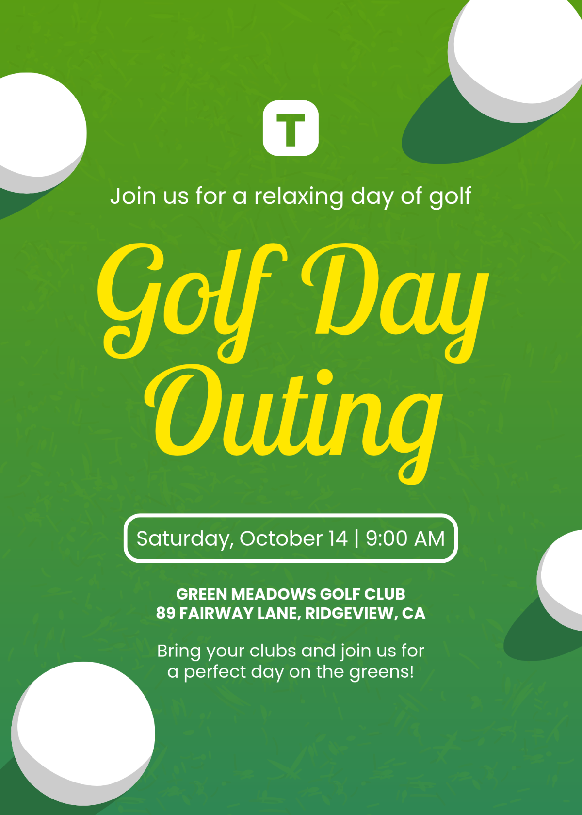 Free Golf Day Invitation Template