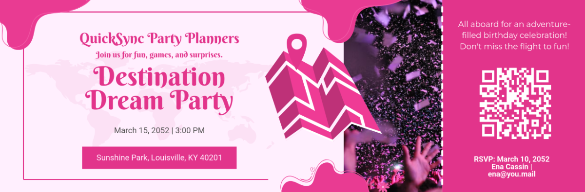 Free Pink Boarding Pass Invitation Template for Girls