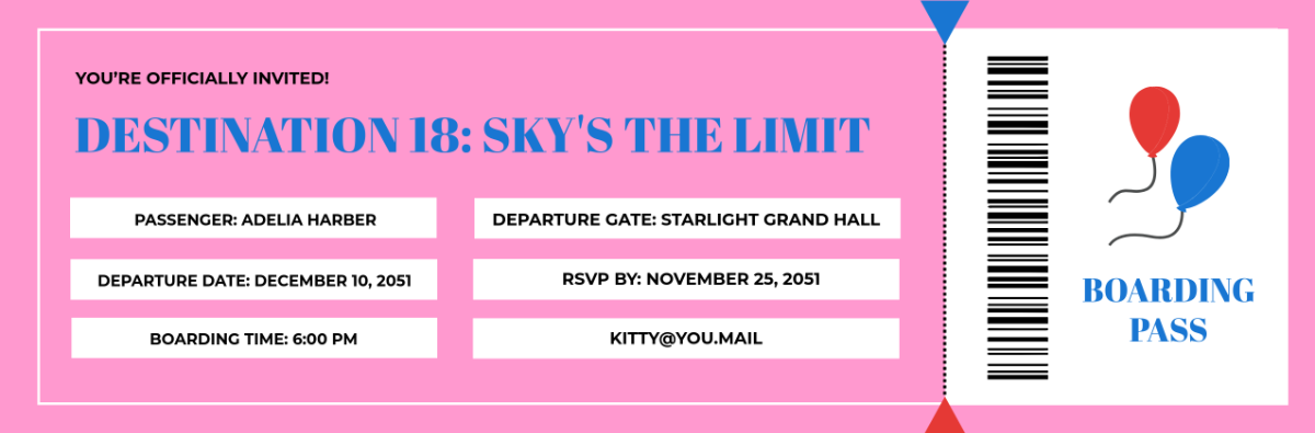 Free Debut Boarding Pass Invitation Template