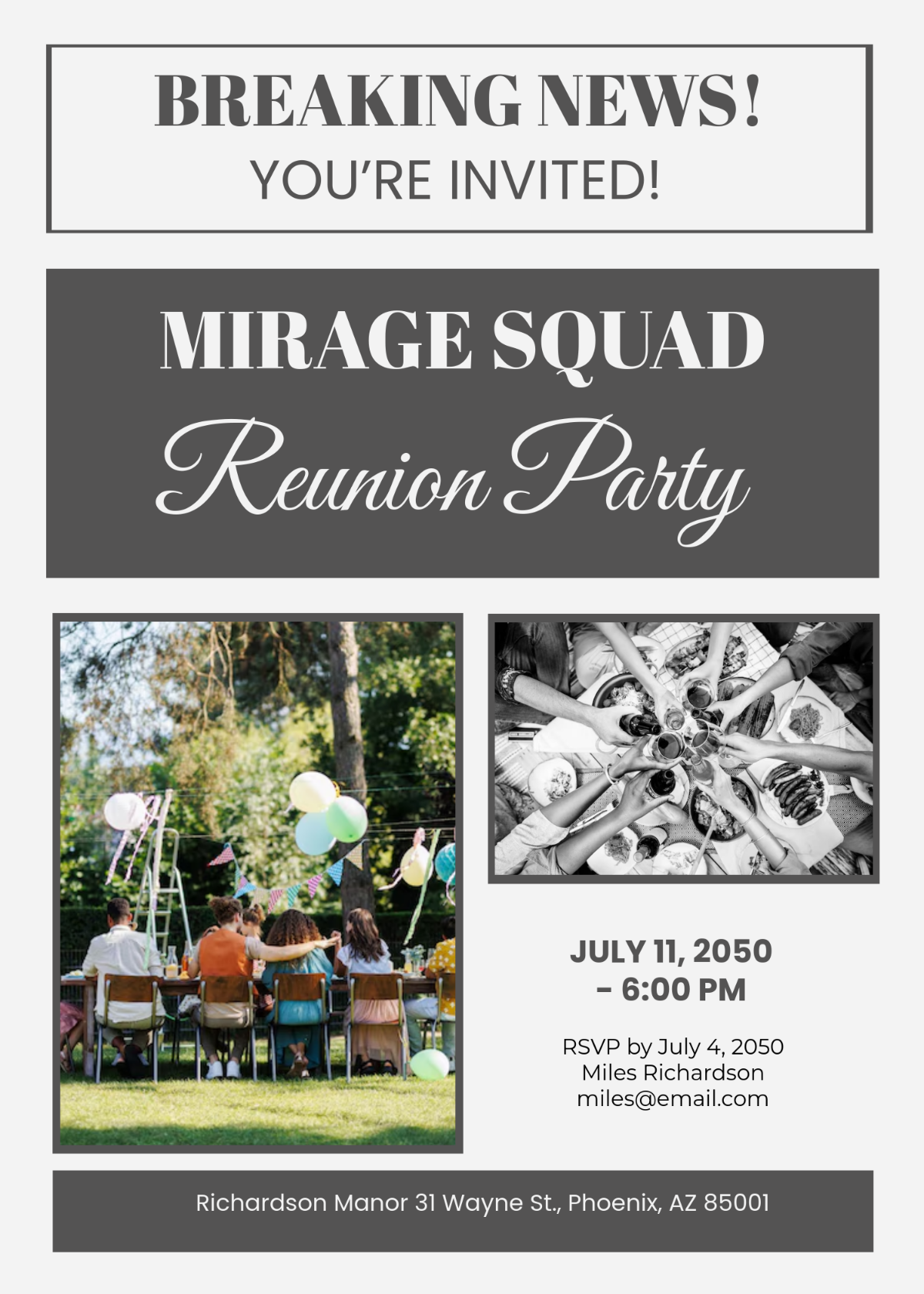 Free Newspaper Style Reunion Invitation Template