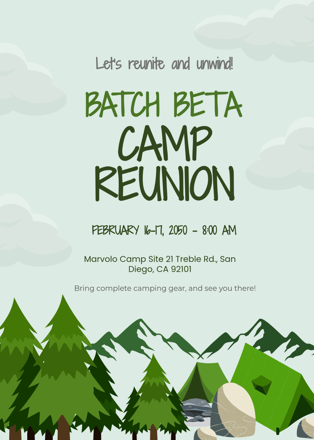 Free Modern Camp Reunion Invitation Template