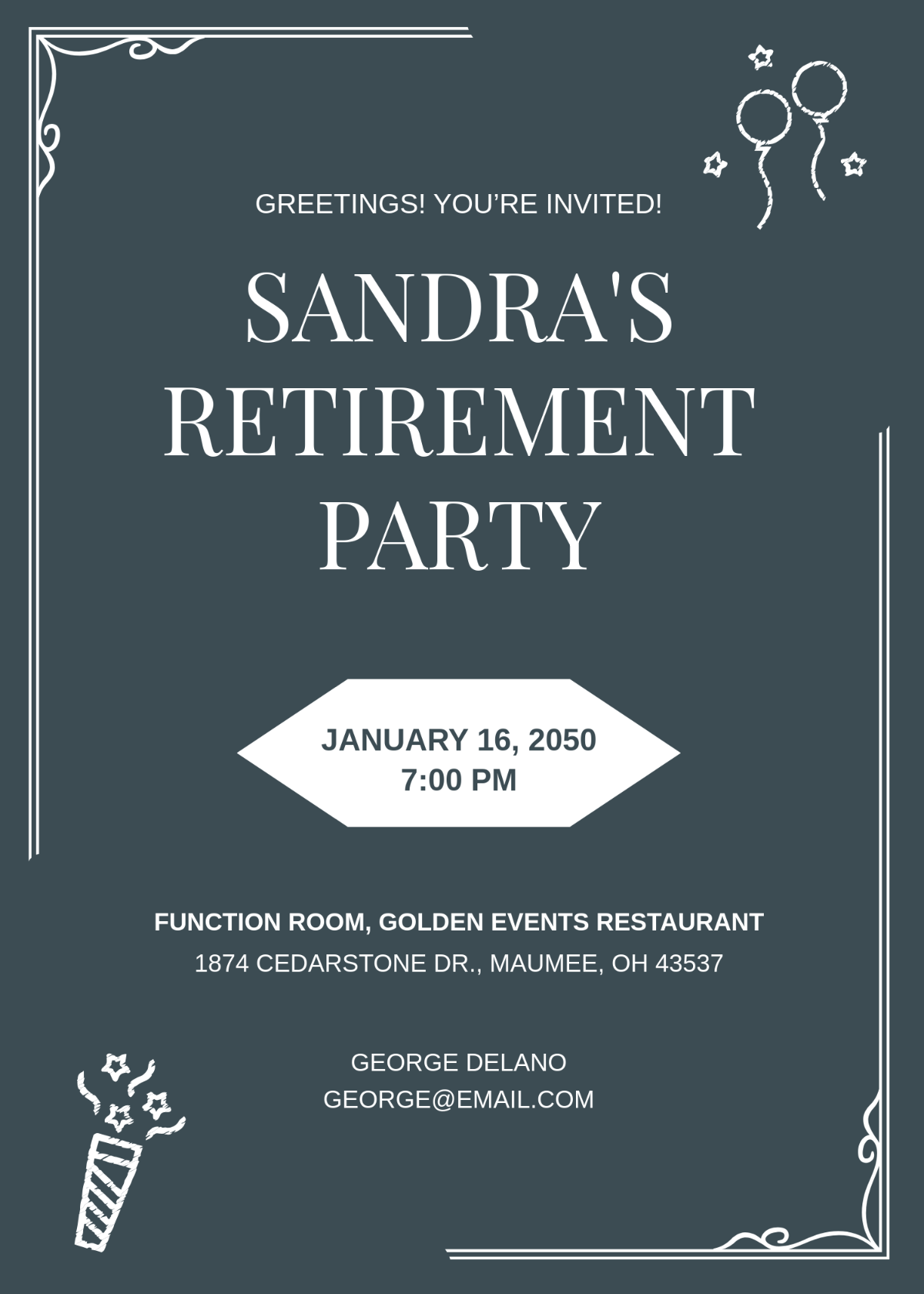 Free Retirement Chalkboard Invitation Template