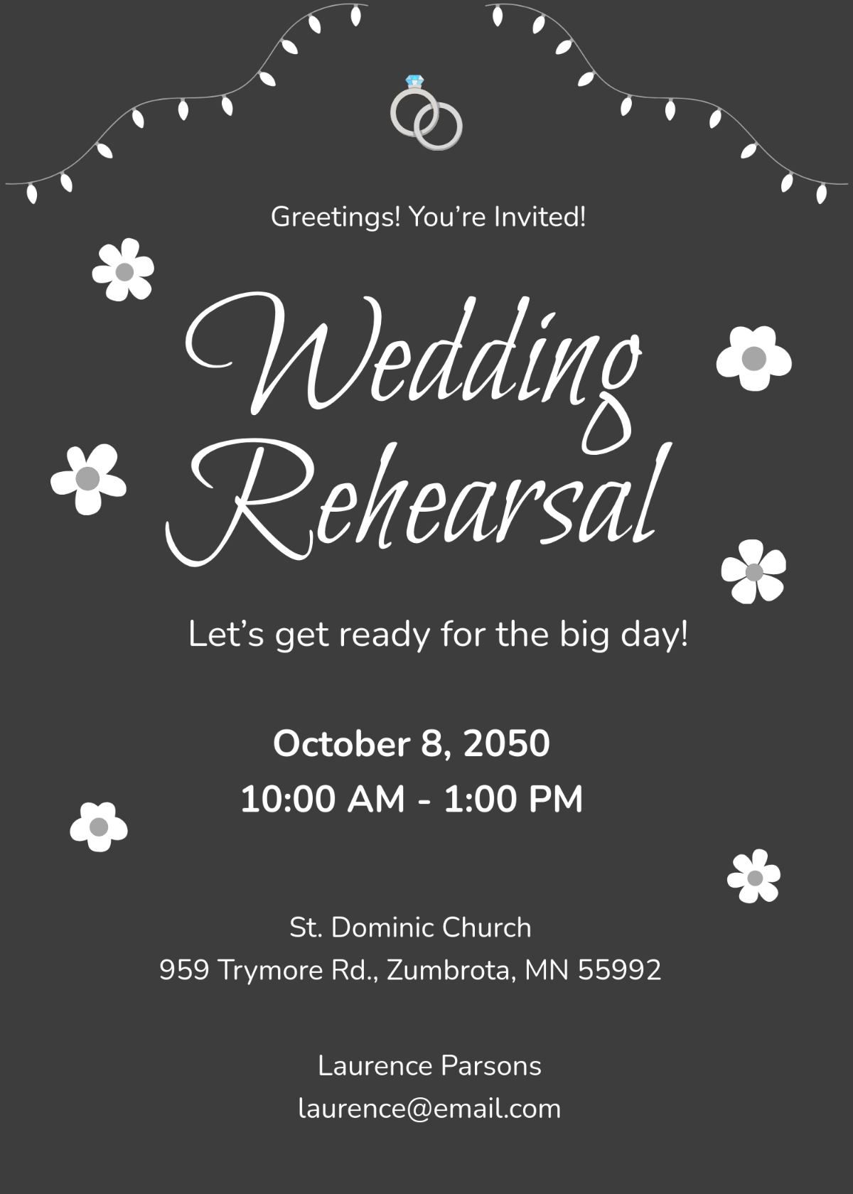 Free Chalkboard Event Rehearsal Invitation Template