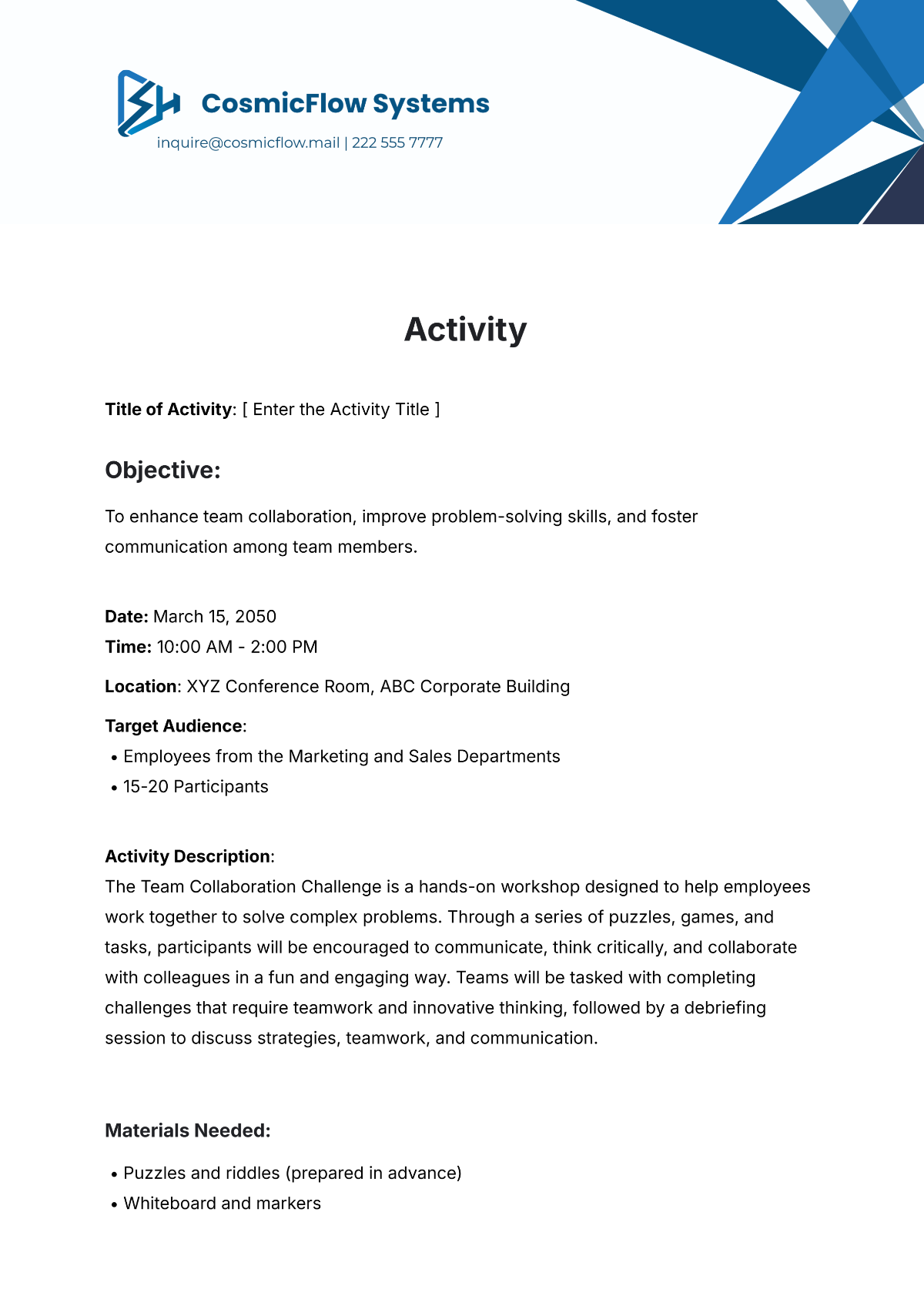 Activity Template