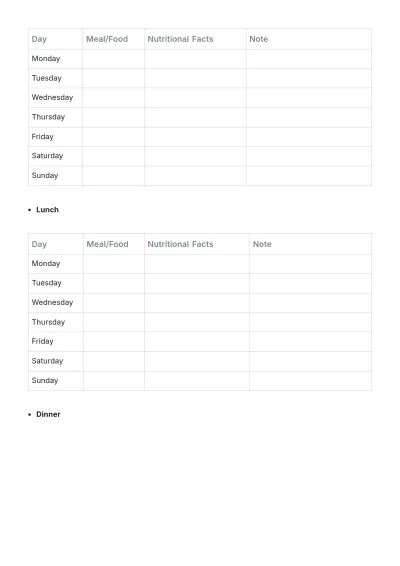 Free Diet and Nutrition Activity Template to Edit Online