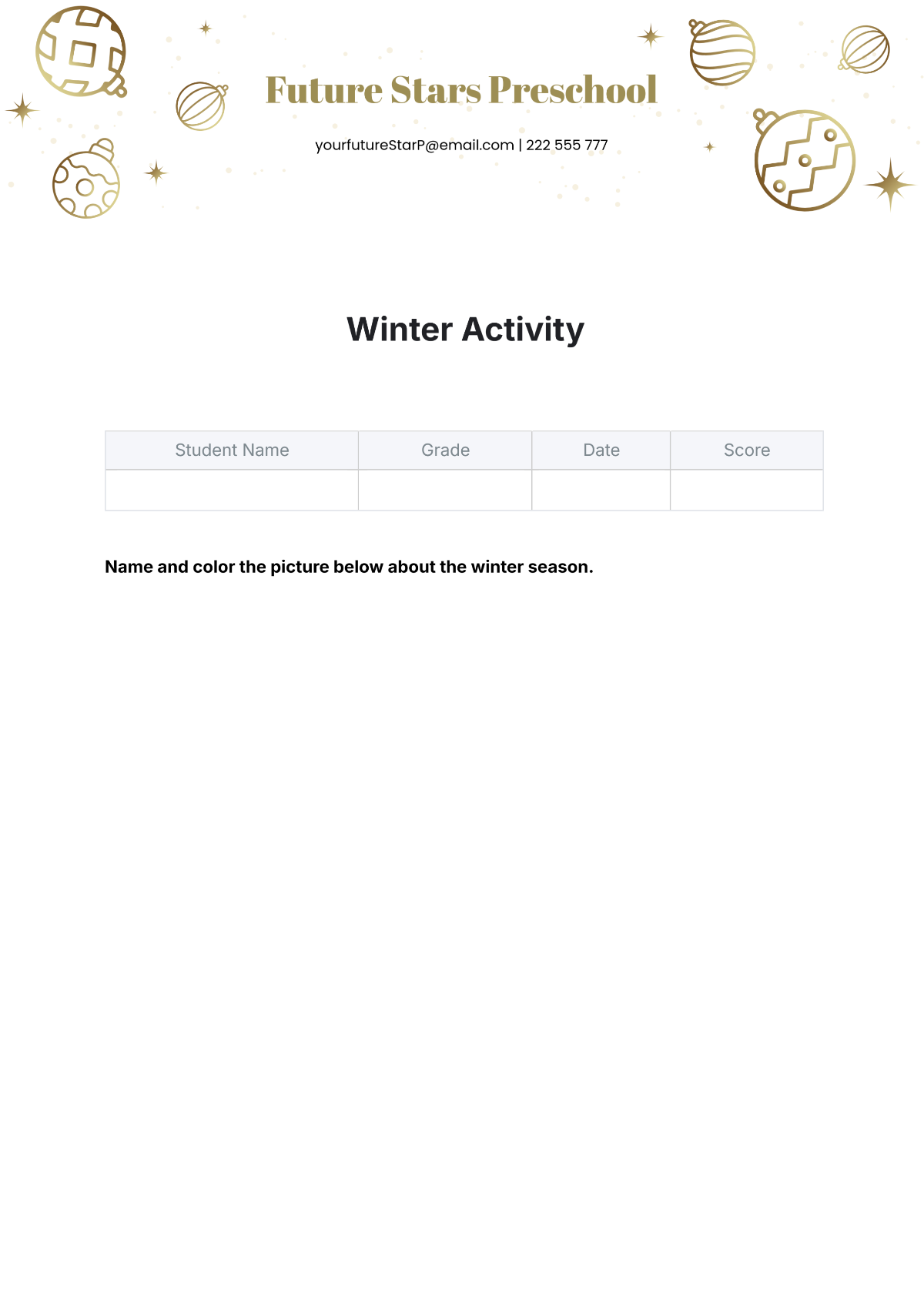 Free Winter Activity Template to Edit Online