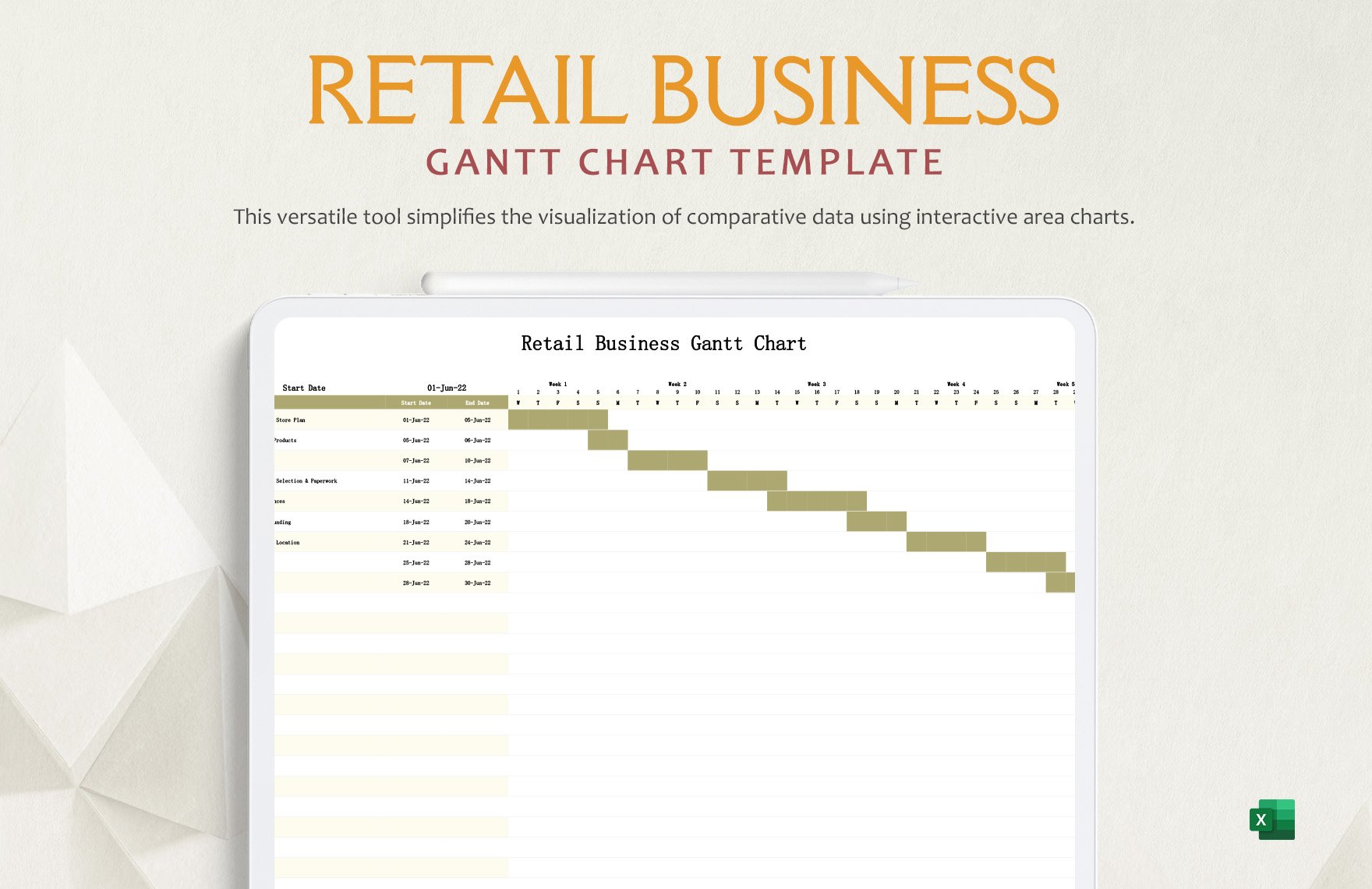 Retail Business Gantt Chart Template in Excel