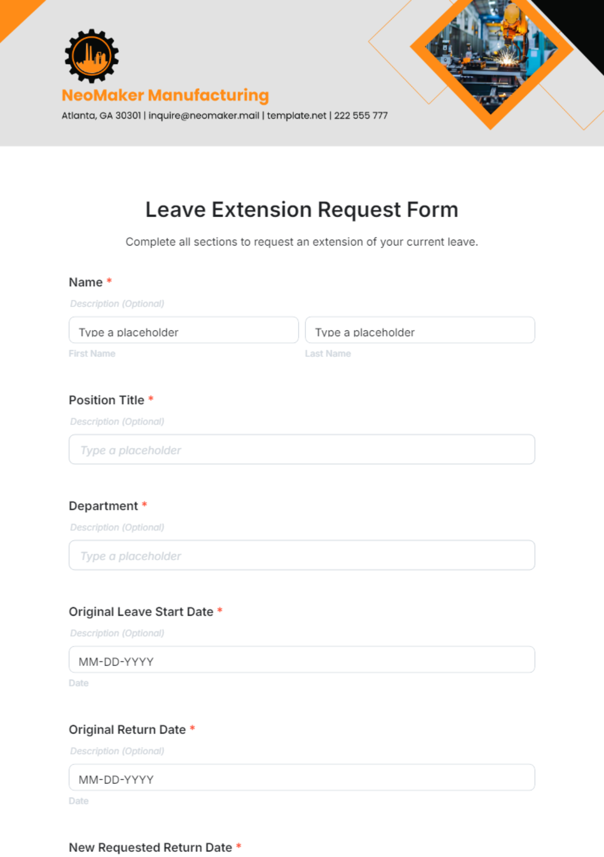 Free Leave Extension Request Form Template