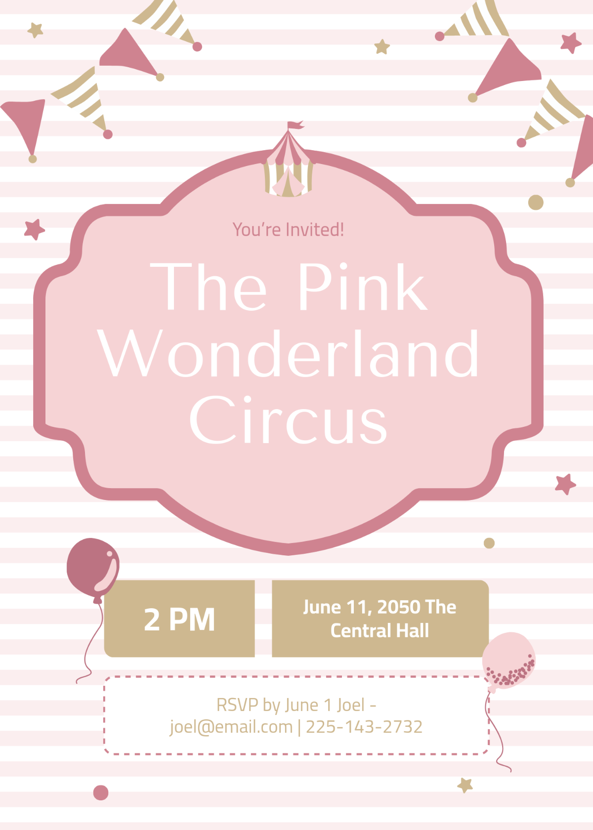 Free Aesthetic Pink Circus Invitation Template