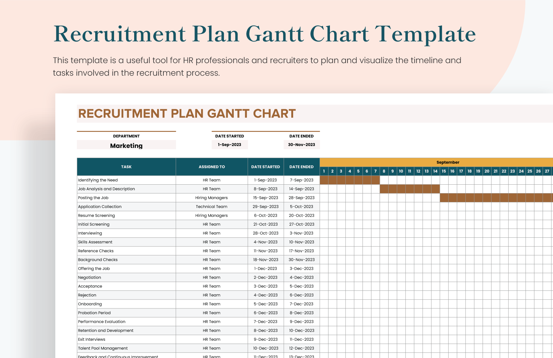 Recruitment Plan Gantt Chart Template