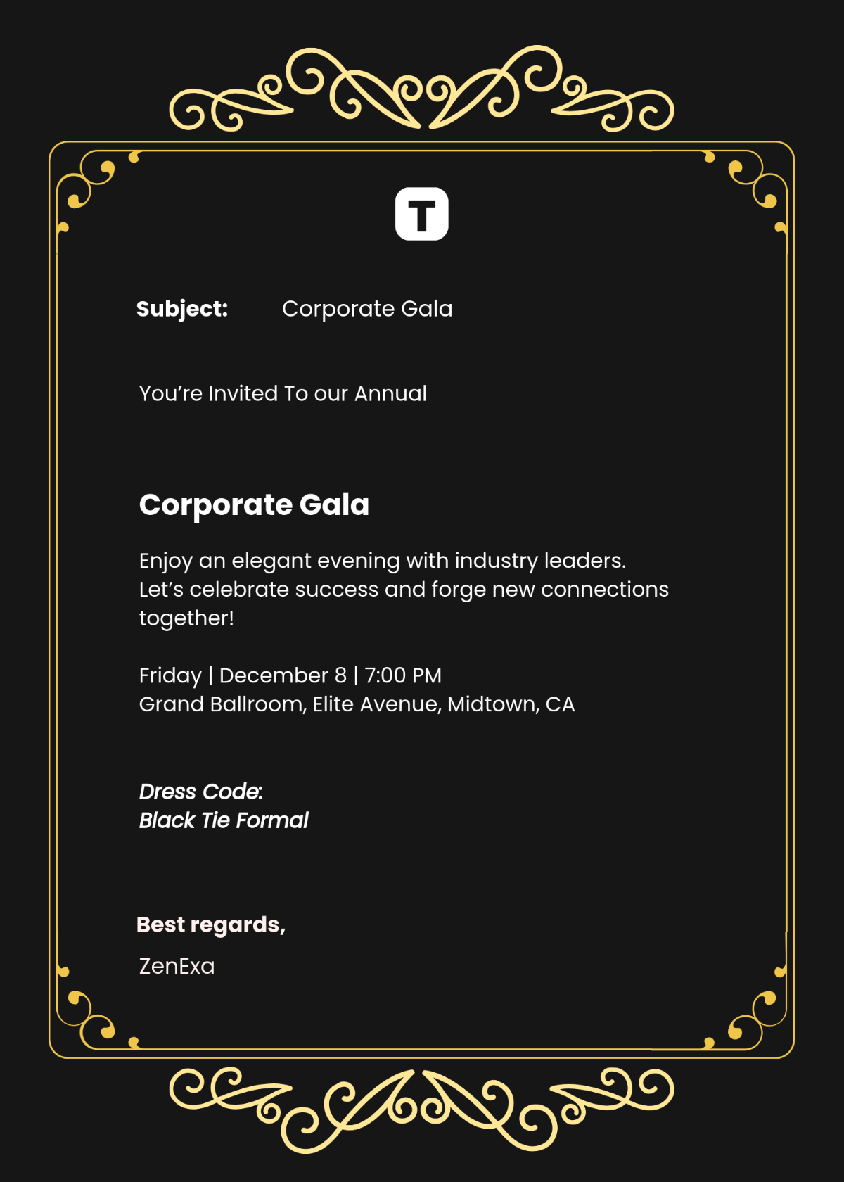 Free Corporate Invitation Email Template