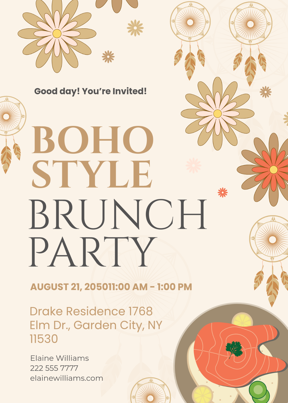 Free Boho Brunch Invitation Template