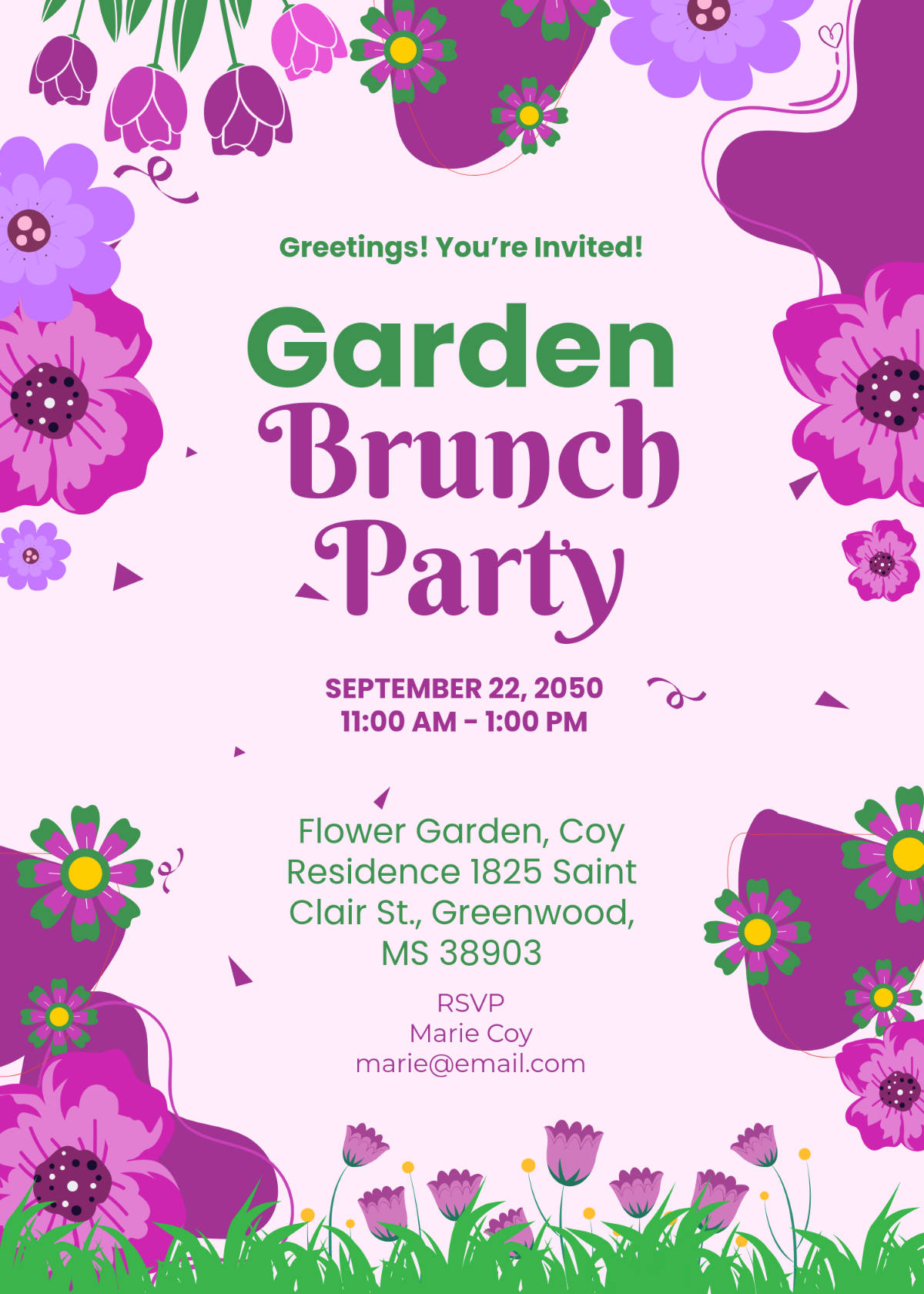 Free Colorful Floral Brunch Invitation Template