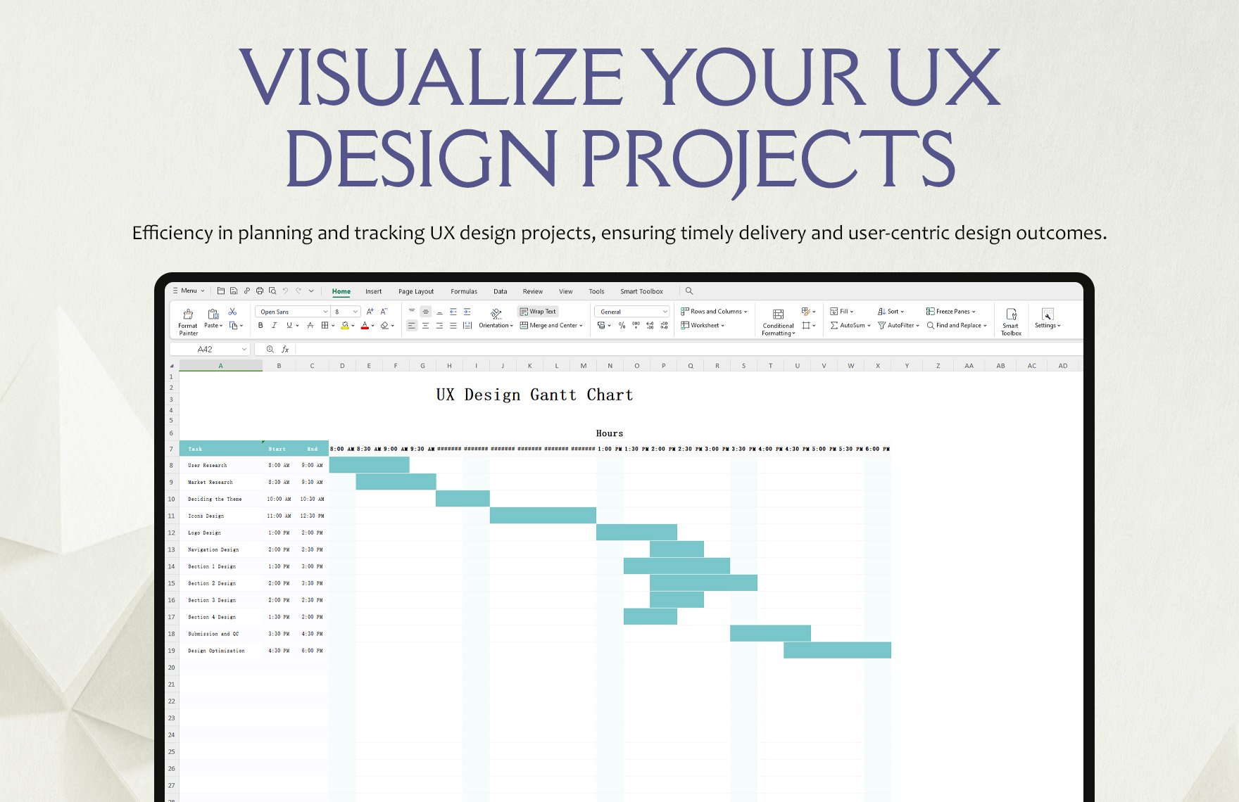 UX Design Gantt Chart Template