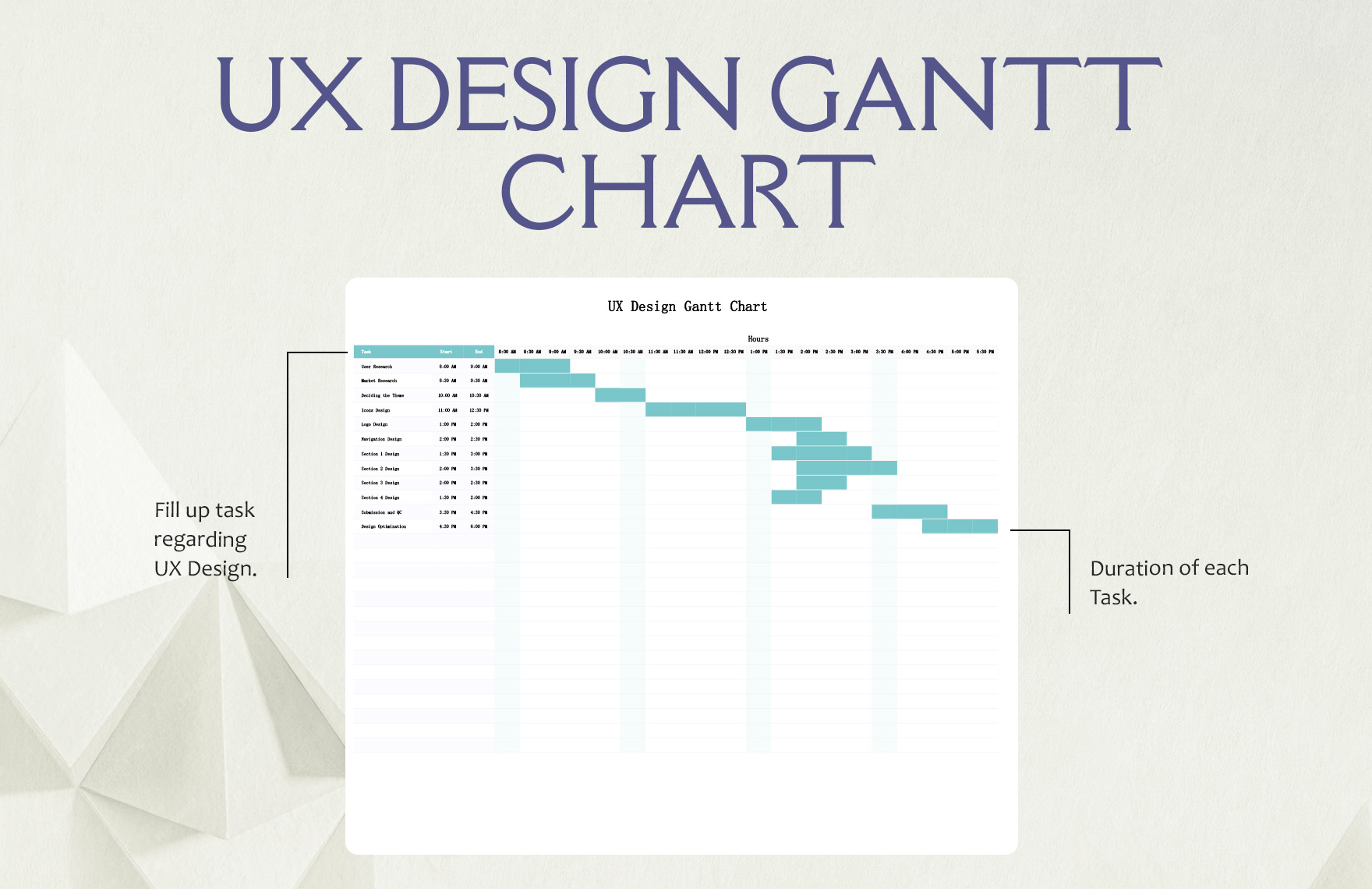 UX Design Gantt Chart Template