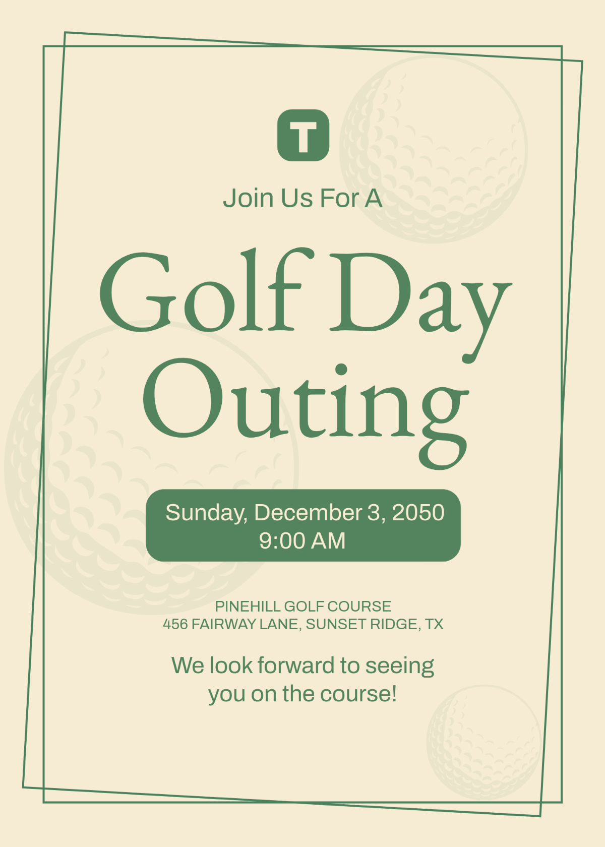 Free Elegant Golf Invitation Template