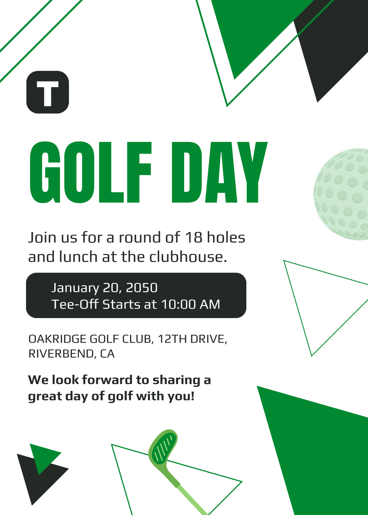 Free Modern Golf Invitation Template