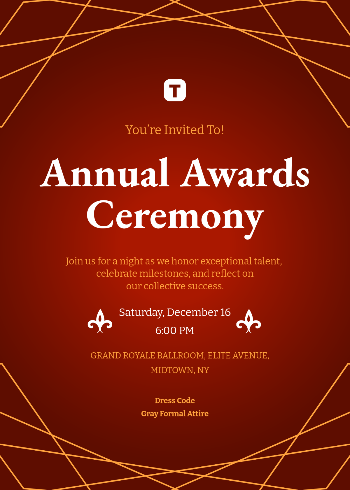 Free Award Ceremony Corporate Invitation Template