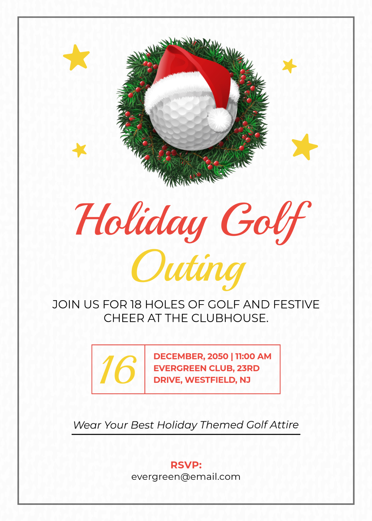 Free Holiday Golf Invitation Template