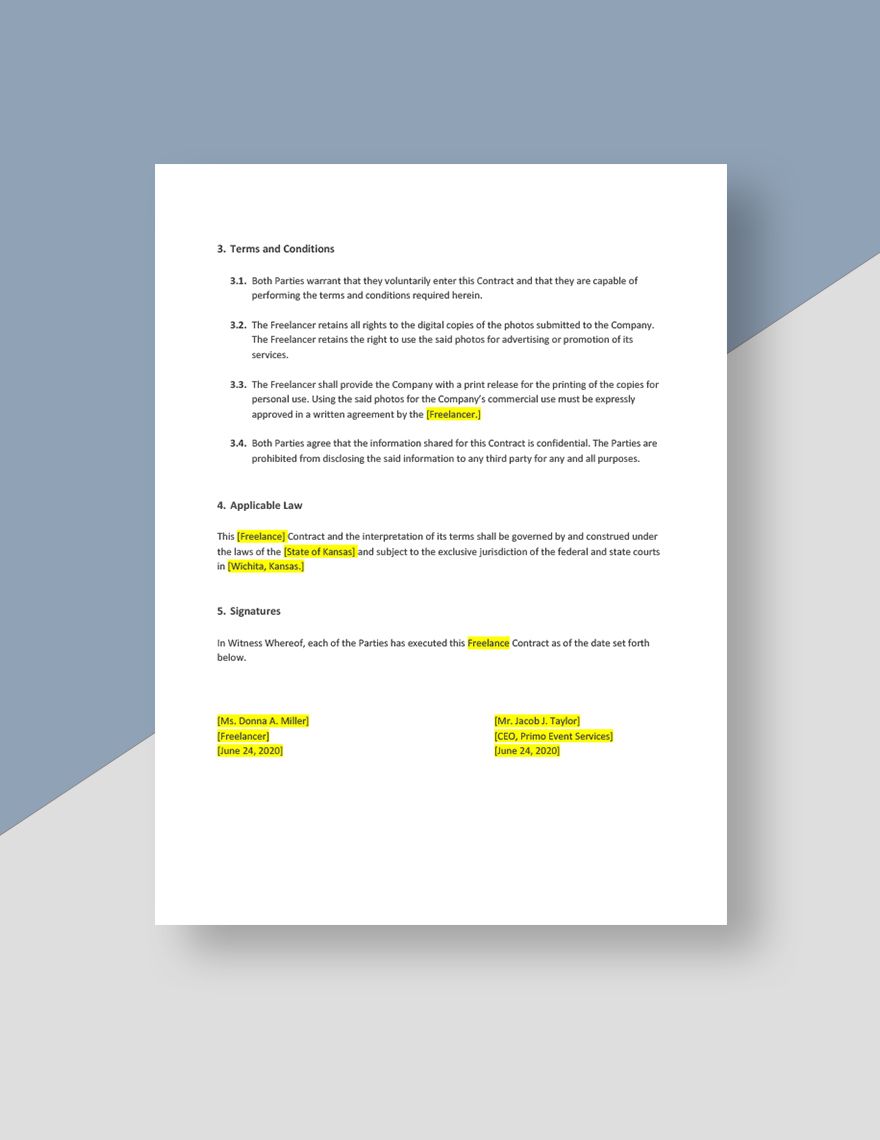 Free Professional Freelance Contract Template Google Docs, Word