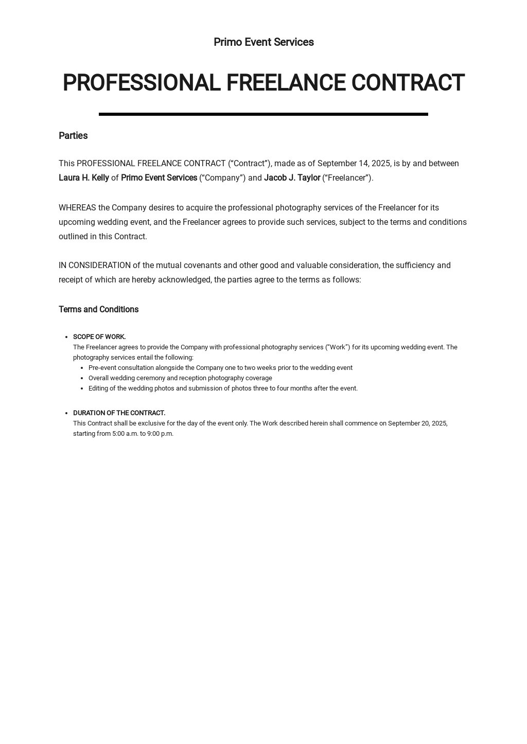 Contract Template For Freelance Designers