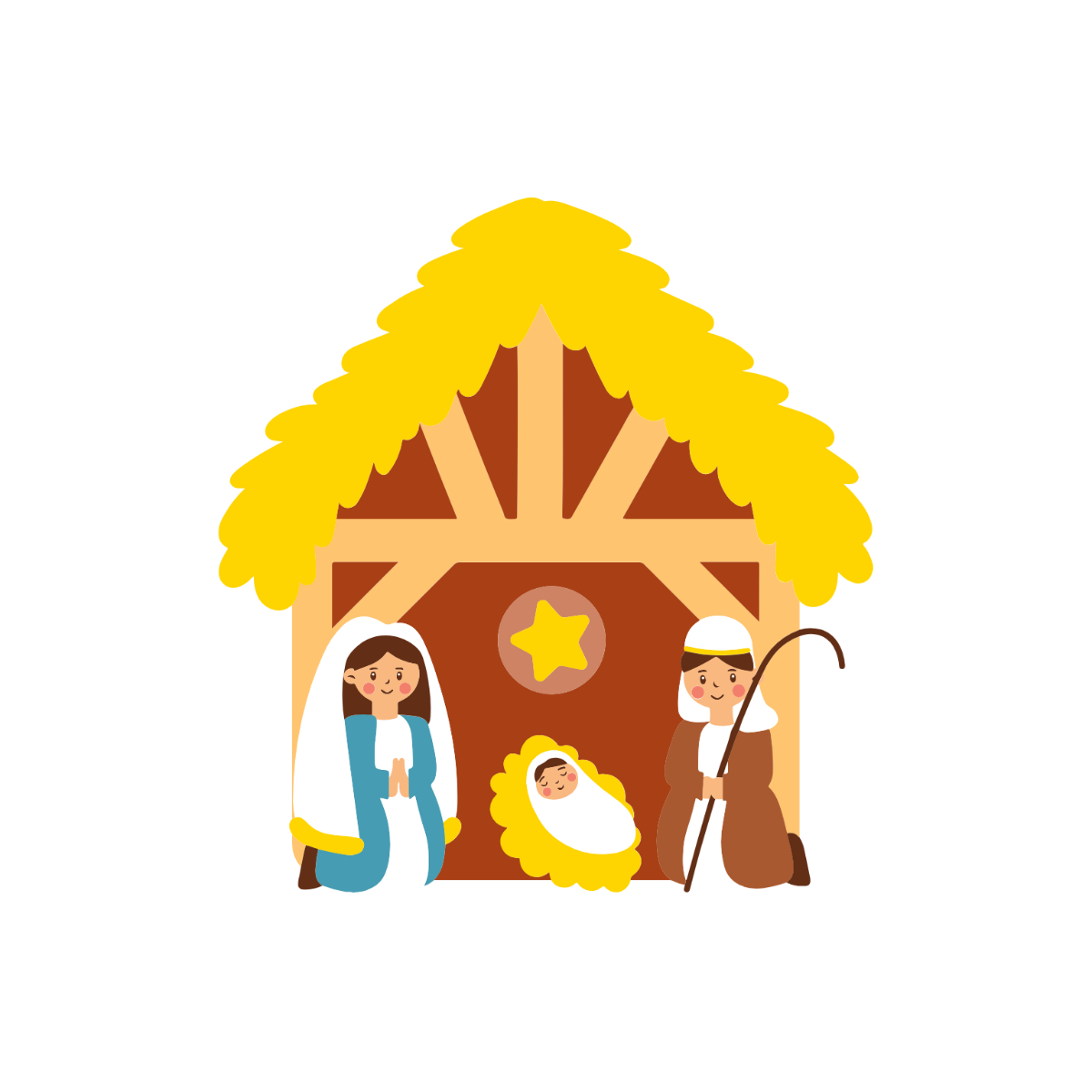 Free Cartoon Nativity Clipart Template