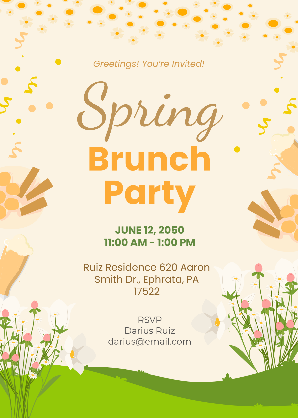 Free Spring Brunch Invitation Template