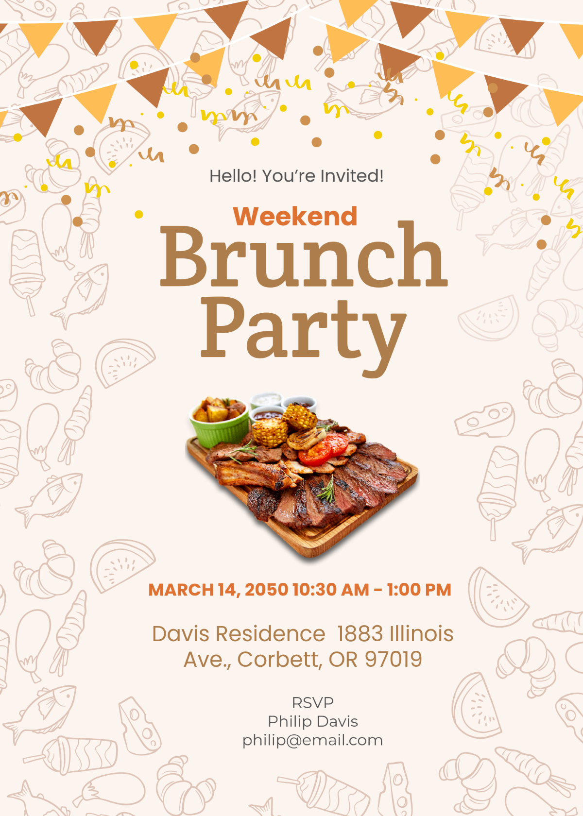 Free Weekend Brunch Invitation Design Template