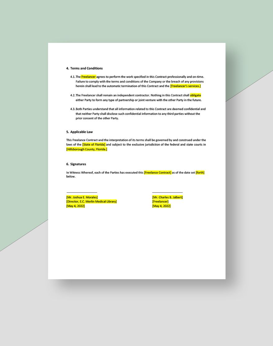 Free Simple Freelance Contract Template Google Docs, Word, Apple