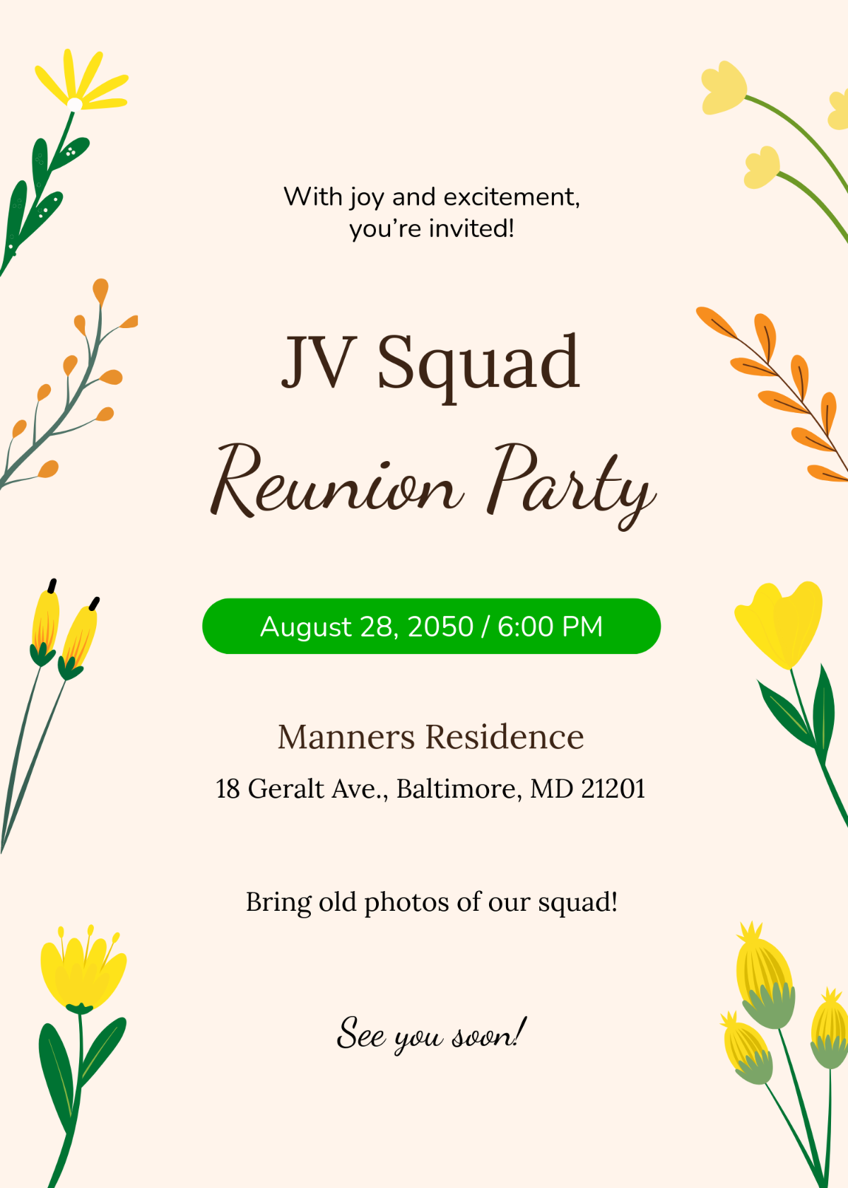 Free Reunion Invitation Design Template