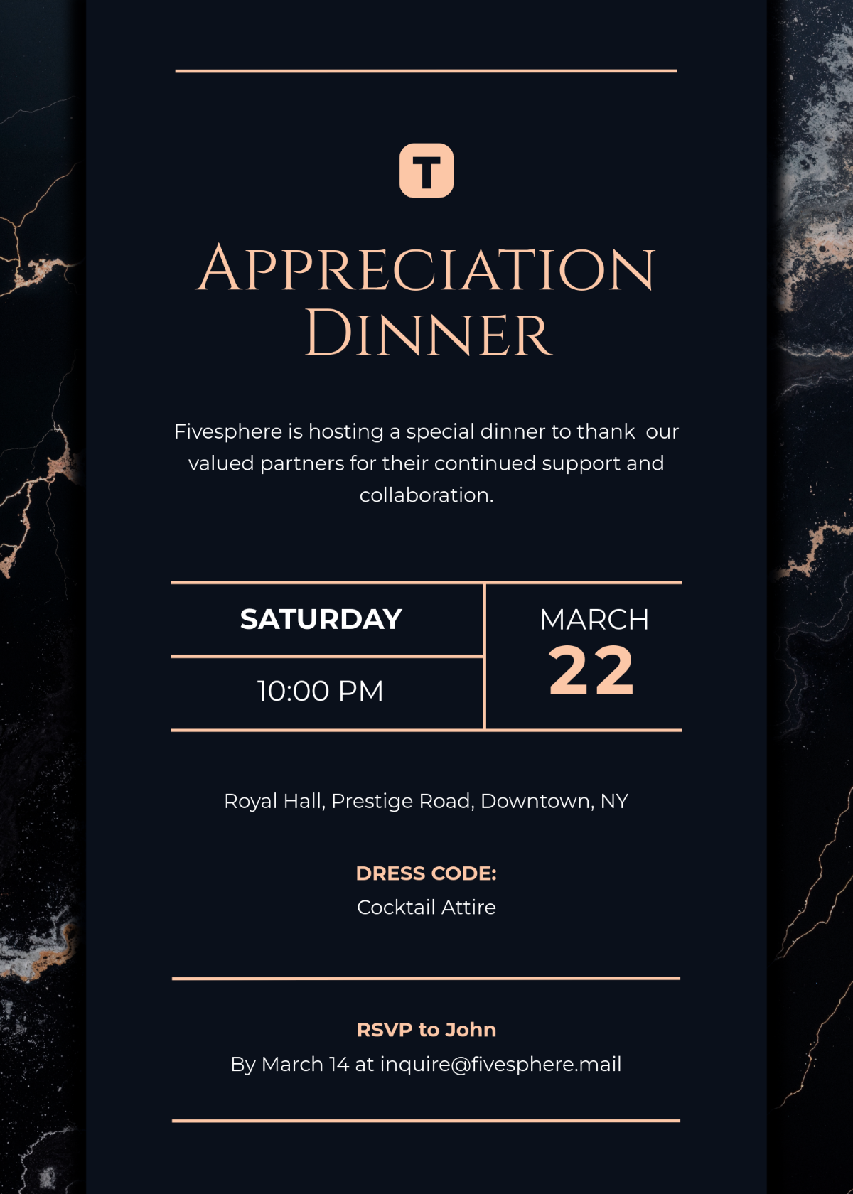 Free Appreciation Dinner Corporate Invitation Template