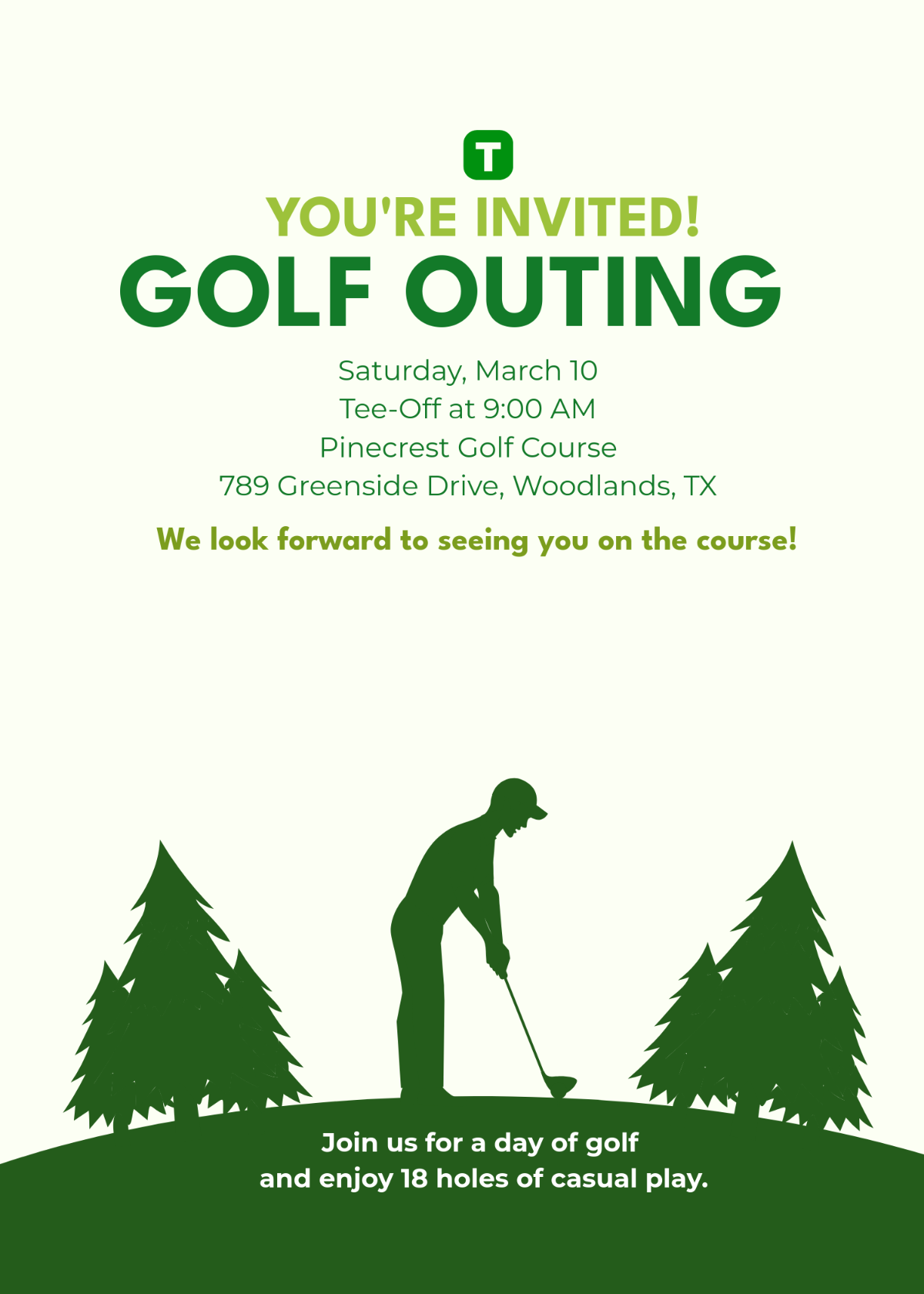 Free Golf Invitation Design Template