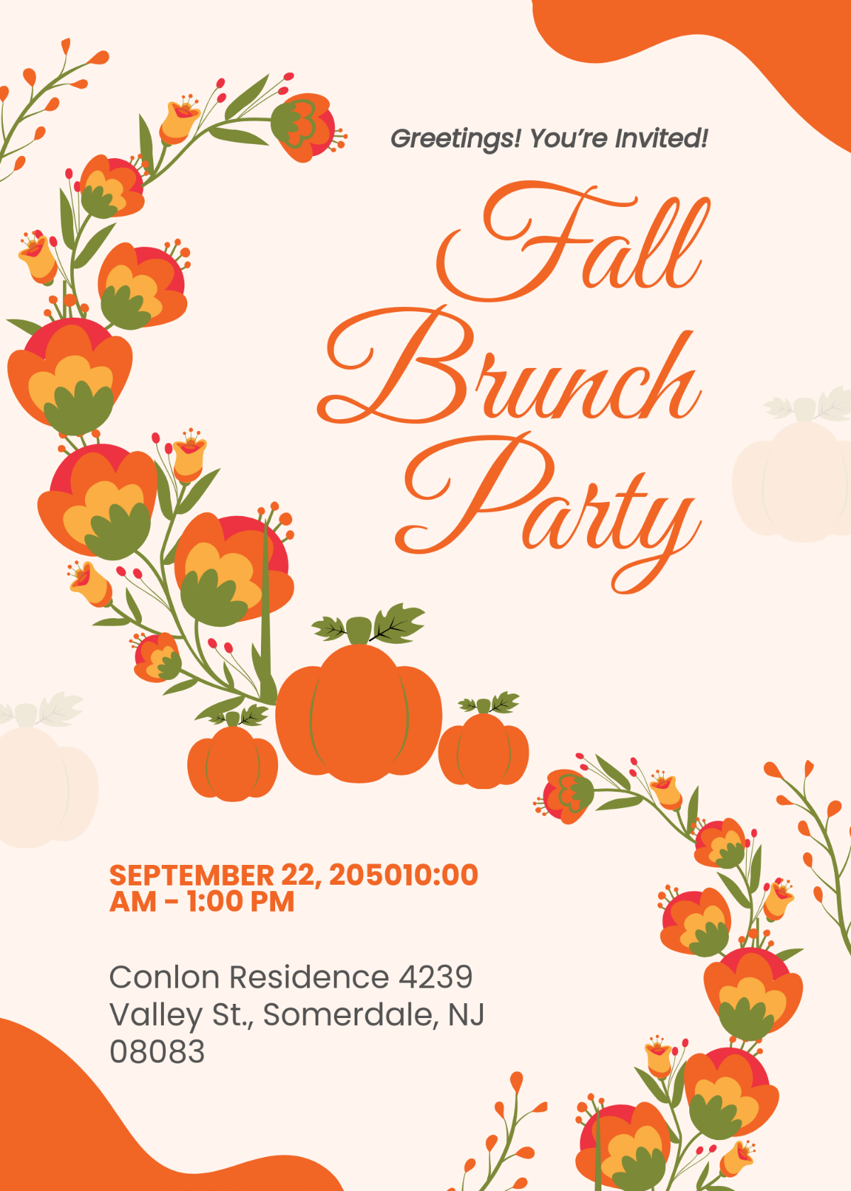 Free Simple Fall Brunch Invitation Template