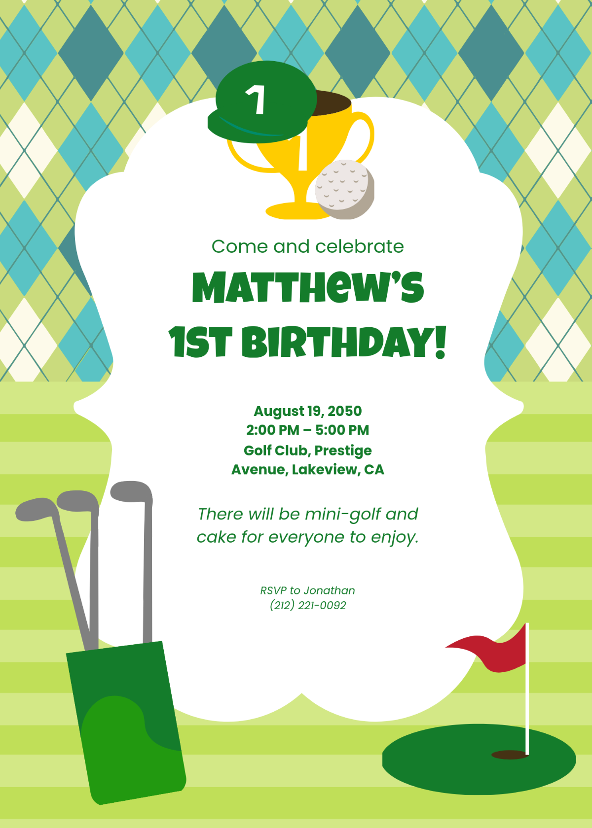 Free First Birthday Golf Invitation Template